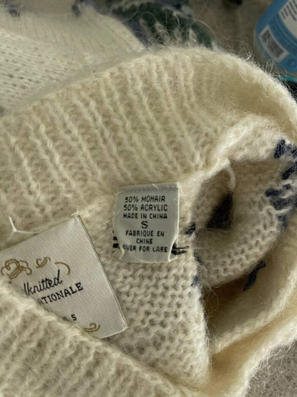 Vtg Express Tricot Handknitted Mohair Blend Fuzzy Cardigan Oversized - Picture 6 of 7